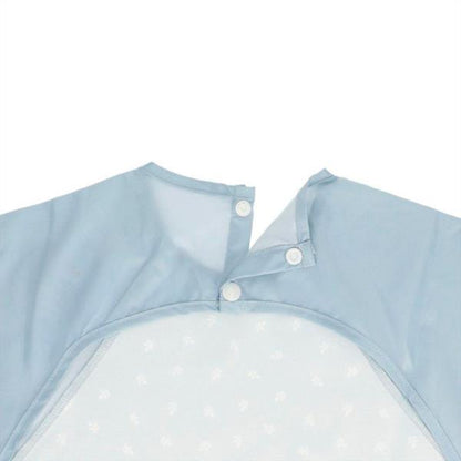 Babero Con Mangas Leaves Blue Con Botones Traseros