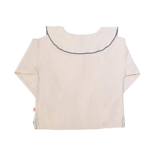 Camisa Niña Cotton Frise Cuello Ribete Azul