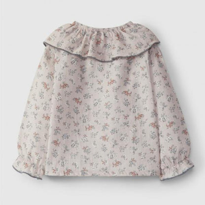 Blusa De Muselina Floral Con Cuello Laranjinha