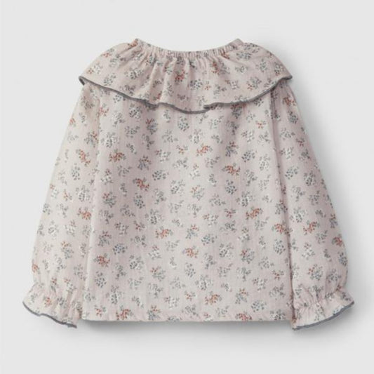 Blusa De Muselina Floral Con Cuello Laranjinha