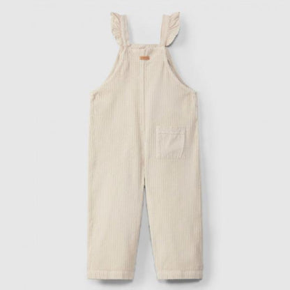 Peto Overall De Pana Ancha Con Bolsillos Trasero Color Arena Laranjinha