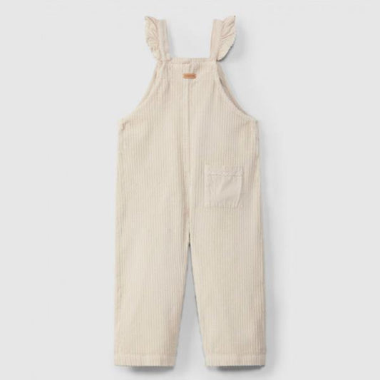 Peto Overall De Pana Ancha Con Bolsillos Trasero Color Arena Laranjinha
