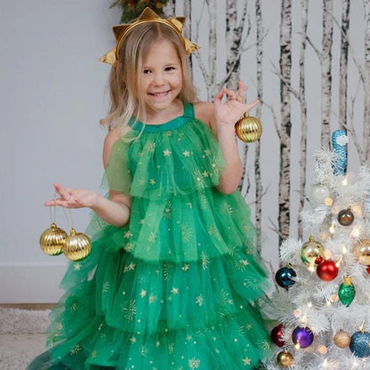 Vestido de Árbol de Navidad con Tocado Talla 5-6 Años Great Pretenders