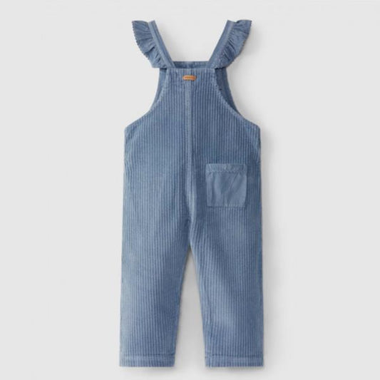 Peto Overall De Pana Ancha Con Bolsillos Trasero Color Indigo Laranjinha