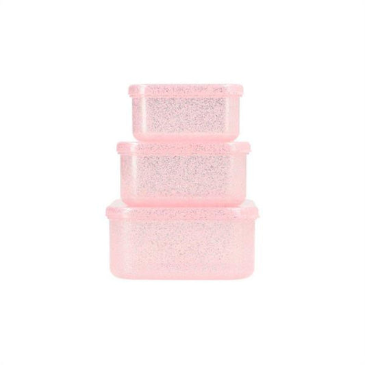 Set de 3 Cajas Almuerzo Glitter Pink Tutete