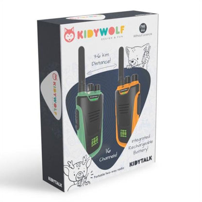 Walkie Talkies Kidywolf Verde Naranja - Cobertura hasta 6 km