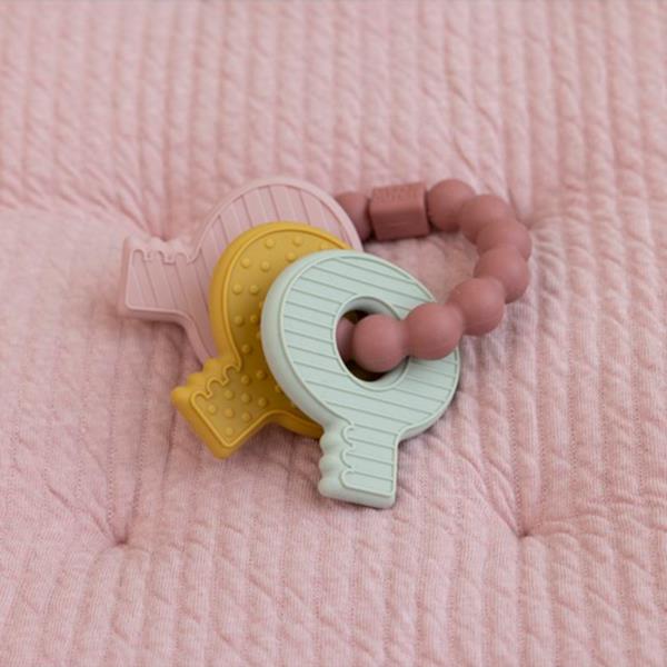 Mordedor Llavero Silicona Rosa