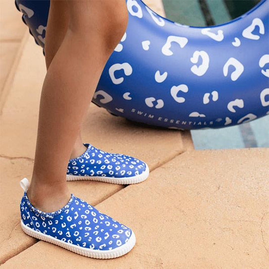 Zapatillas Antideslizantes Lycra Leopardo Azul