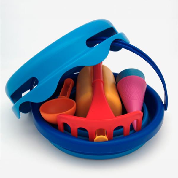 Cubo De Playa Plegable 7 En 1 Color Azul