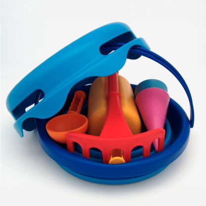 Cubo De Playa Plegable 7 En 1 Color Azul