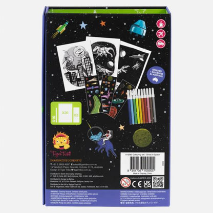 Set Colorear Tiger Tribe Dinos En El Espacio