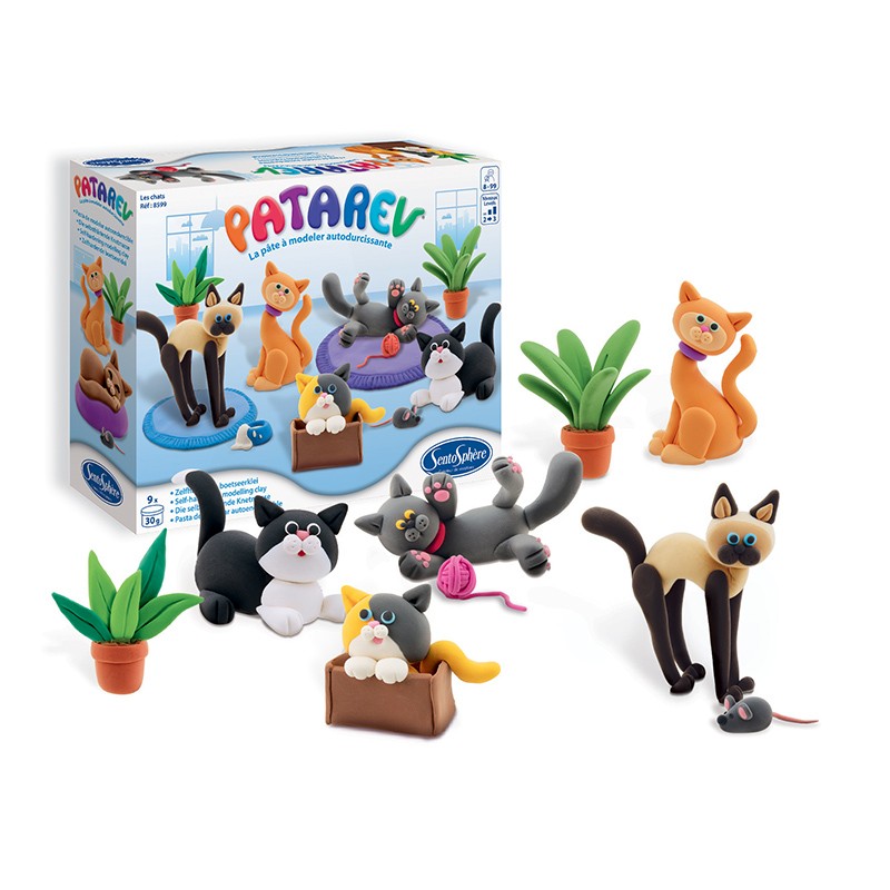 Pasta para Modelar Kit Los Gatos - Patarev Secado al Aire