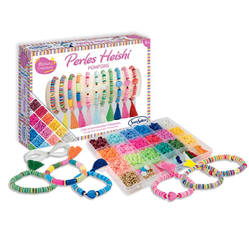 Crea tus Pulseras Perlas Heishi Pompons