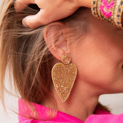 Pendientes Corazón Perlado Dorado