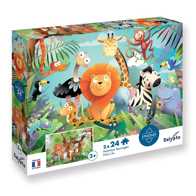 Puzzles Animales Salvajes 2x24 piezas