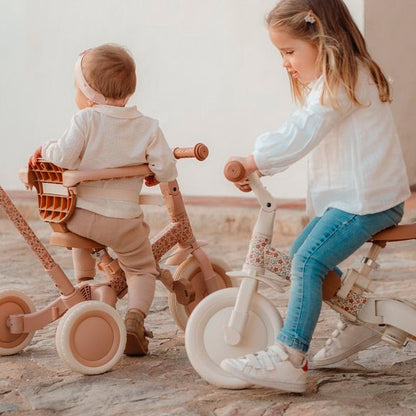 Triciclo Infantil con Barra Little Dutch Blanco Flores